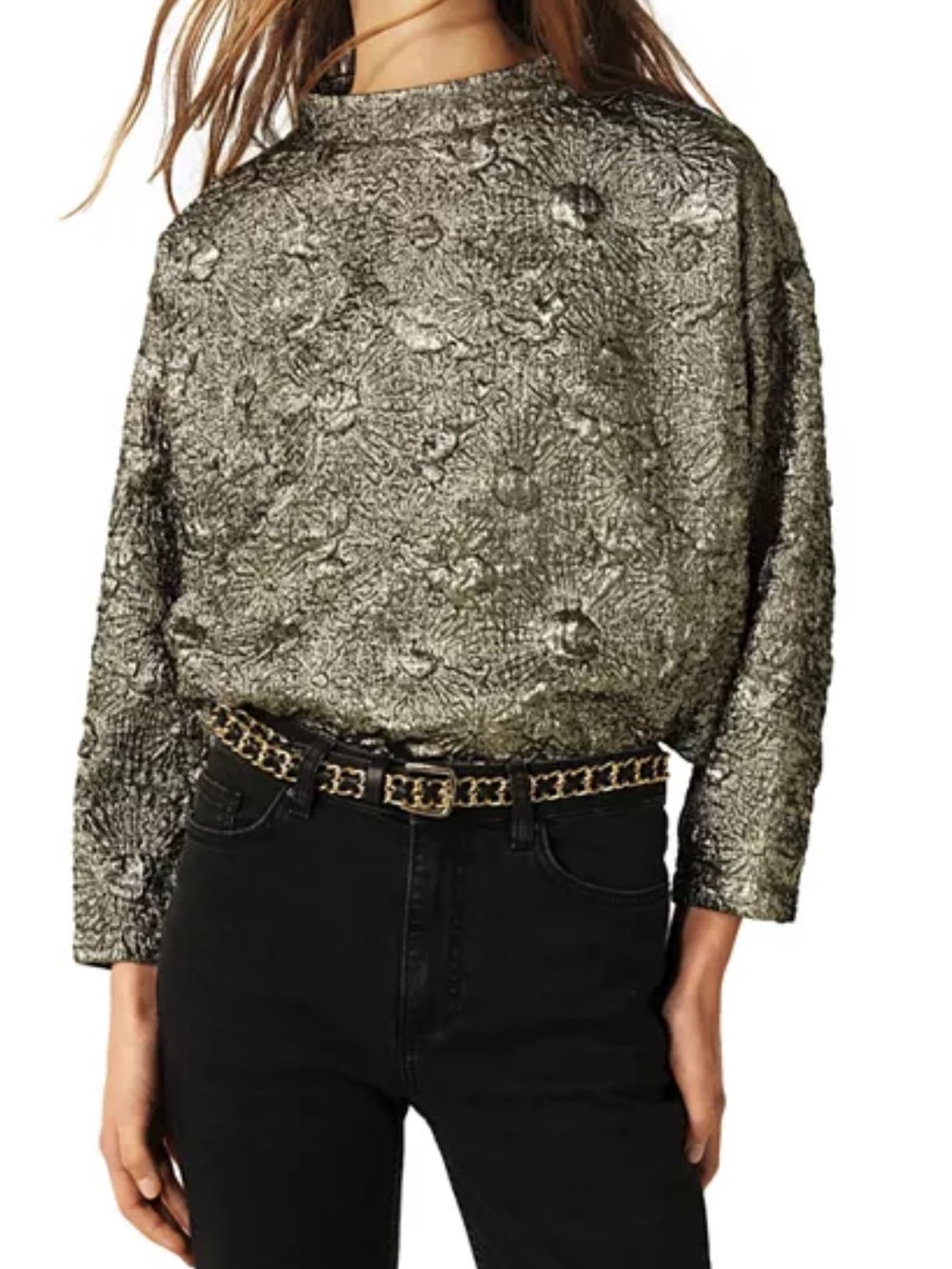 ba&sh Metallic Beryl top in floral print